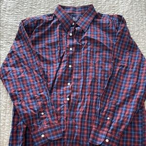 Stafford Men's Red and Blue Checkered Shirt